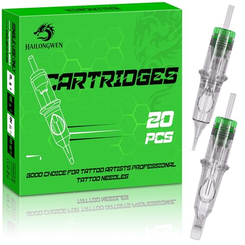 HAILONGWEN 1205RL20-pack tattoo needles, professional-grade, individually packaged safety cartridges, suitable for advanced tattoo artists and beginners.