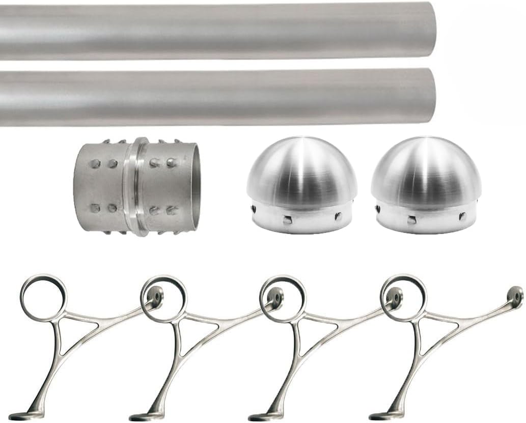 Top Hardware Bar Foot Rail Kit Brushed Stainless Steel