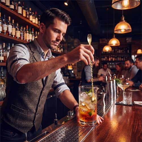 Cuillères à cocktail dorées Boao en inox au design spirale