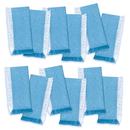 Servilletas de tela Chardin Home Turquesa y Blanco 18x18 in set 12 miniatura 4
