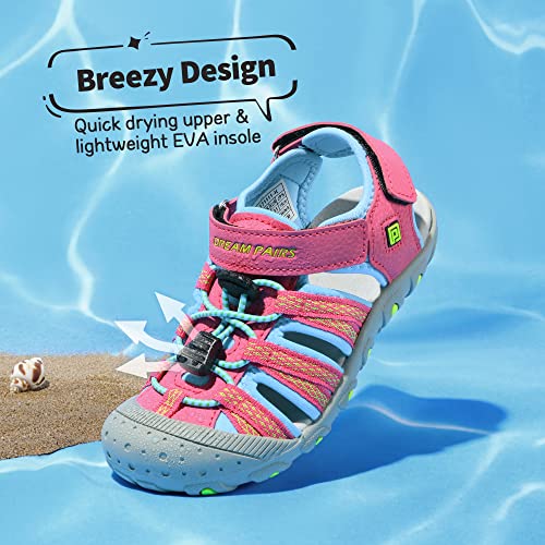 Dream Pairs Boys Girls Summer Outdoor Athletic Sport Sandals Walking Hiking Beach Casual Closed Toe Adjustable Multicolor For Toddler/Little/Big Kids,Size 10 Toddler,Fuchsia/Cyan/Neon/Green,171111-K thumb #2