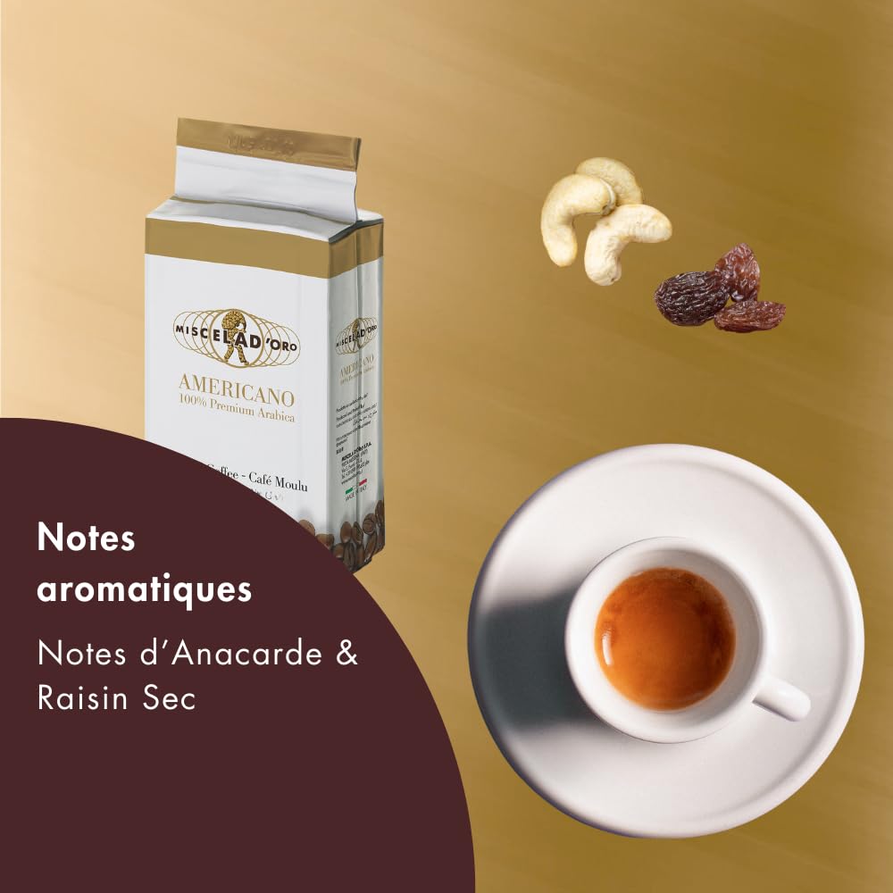 Miscela d'Oro Americano 100% mielona kawa arabica, 1,417.5 - 63.8 g. Pakiety na 10 i 20 filiżanek Serwis