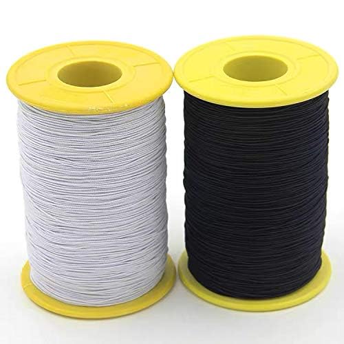 2 PCS 0.5mm Elastic Sewing Thread for Sewing Machine, 1100 Yards Black and White Elastic Thread for Smocking, Shirring, Gathering, Stretchy Strings for Bracelets - Thumbnail 3