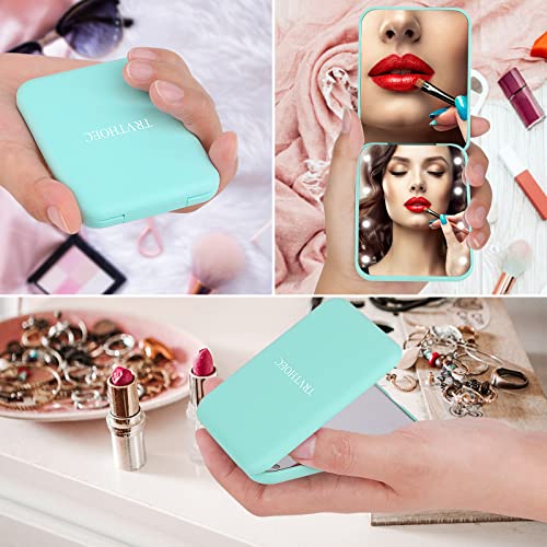 Compact Makeup Mirror Ultra-Thin Purse Mirror With Mini Tail Comb Pocket Mirror 2-Sided 2X Maginification Led Lighted Mirror Portable Travel Mirror Hd Vanity Mirror Home Office Women Girl Lady Gift #TOP3