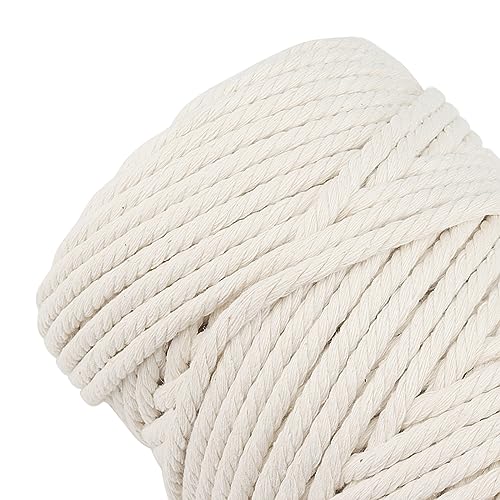 MANCHAP 2 Rolls 6mm x 100m Macrame Cord, 200m/656 Feet 4-Strand Natural Macrame Cotton Cord Rope for Knitting Gift Wrapping - Image 4