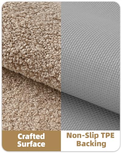 Tapis de bain antidérapant beige lavable absorbant salle de bain