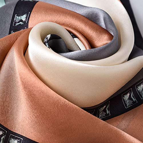 Women's 100% Mulberry Silk Scarf Floral Print Satin Long Scarf Wrap Shawl (Fzlr03)4