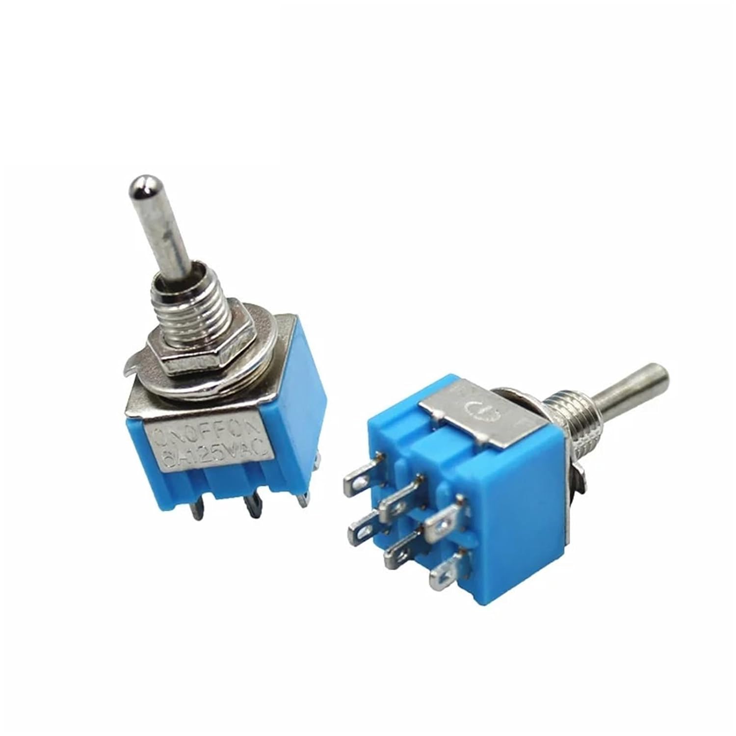 1Pcs Blue 6-Pin DPDT ON-ON Mini 6A125VAC Miniature Toggle Switches Button Switch Dialing Single Power MTS203