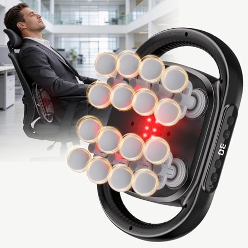 16-Head Massage Gun Deep Tissue Percussion Back Massager for Office Workers 10/20/30 Min Timer,20 Levels &9 Modes,Low Noise Cordless,Sitting All Day Desk Job Work Stress Relief & Muscle Relaxation