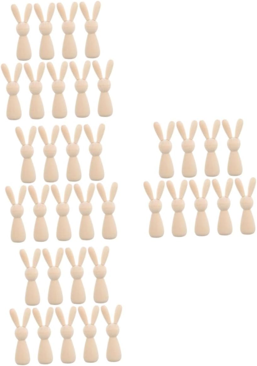 jojofuny 40pcs Unfinished Peg Dolls for Crafting Unpainted Wooden Figures for Boys and Girls Creative Projects Home Decor and Easter Decorations