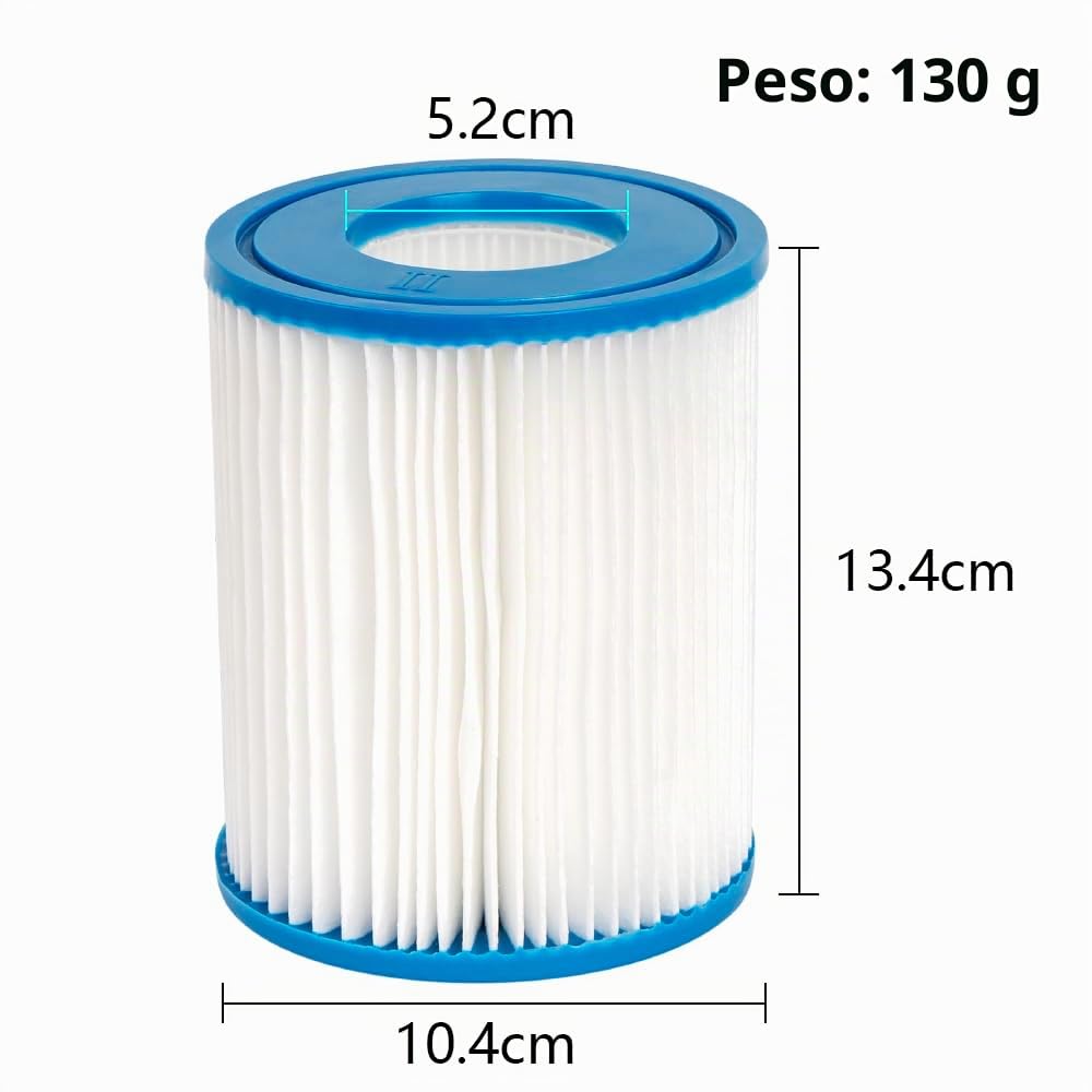2 filtros de piscina compatibles con BestWay Cartridge II,Para BestWay 58094 tamaño II,Filtro de Piscina de 4.1 "x 5.3"