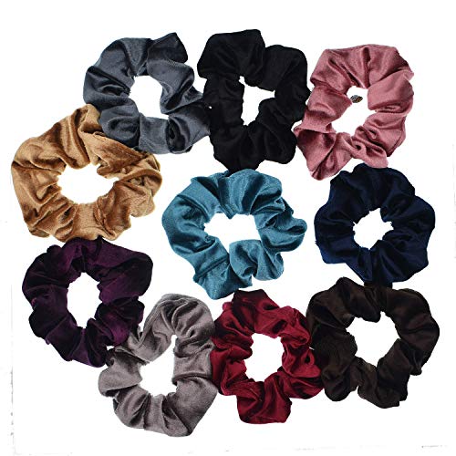 Aloddy 10 Pack Hair Ties, Velvet Scrunchies for Hair - Stylish Ponytail Holder - Includes 10 Pastel Colors - Ideal Hair Bands for Women & Girls