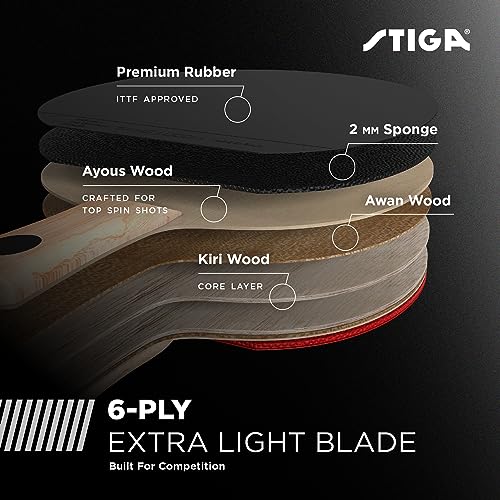 Image of STIGA Ping Pong Paddles - 2mm Tournament-Approved Sponge - Flared Handle for Enhanced Control - Competitive Table Tennis Racket for Family Fun - Multiple Styles & Performance Levels Available