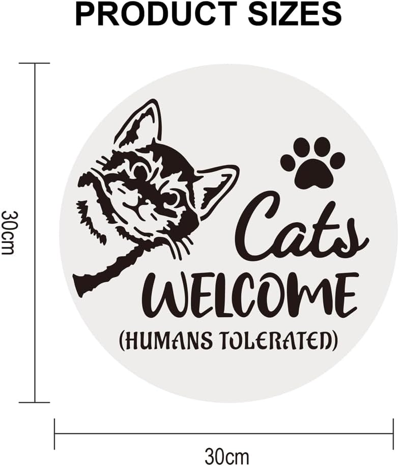 MAYJOYDIY 12pcs Dog Cat Welcome Stencils - Round Paw Print & Farmhouse Welcome Letters for Wood Sign DIY Crafts Home Decor