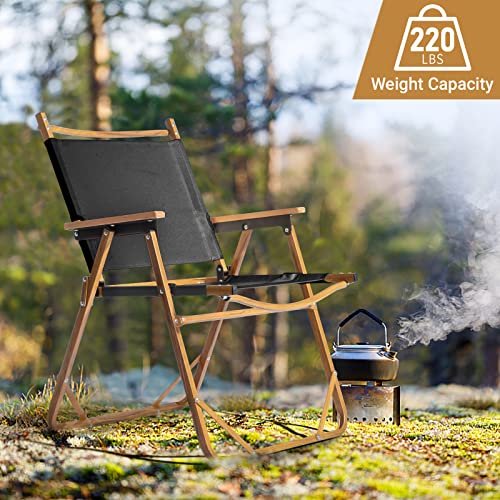 2 Pack Camping Chairs Foldable Leisure Chair Portable Large Aluminum Frame 600D Khaki Oxford Fabric Lounge Stools Outdoor Furniture for Camping Picnic Park Fishing Hiking by Loyaltaling - Image 6