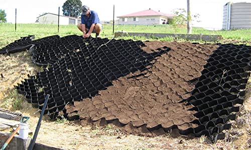 LZMZMQ Geogrid Retaining Wall Reinforcement/Reinforced Slope/Erosion Protection, Permeable Paver Support Grid Honeycomb 5cm Tall, Gravel Grids Load 8000LBS (Size : 1m x 3m (3.3X10ft))