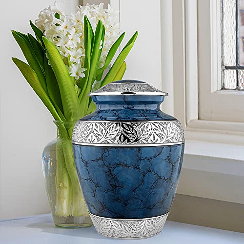 Trupoint Memorials Cremation Urns For Human Ashes - Decorative Urns, Urns For Human Ashes Female & Male, Urns For Ashes Adult Female, Funeral Urns - Blue, Large #TOP6