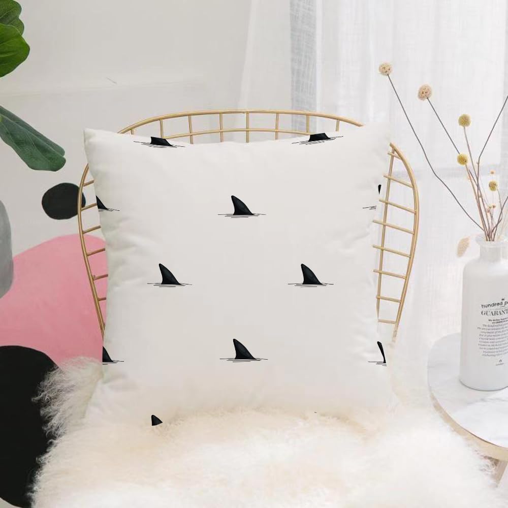 HYOSXW Cushion Cover,Throw Pillow Case Home Decorative for Living Room Bedroom Sofa Chair 16X16 Inch,of shark fins on a white background. Shark print.,Pillowcase 40X40cm