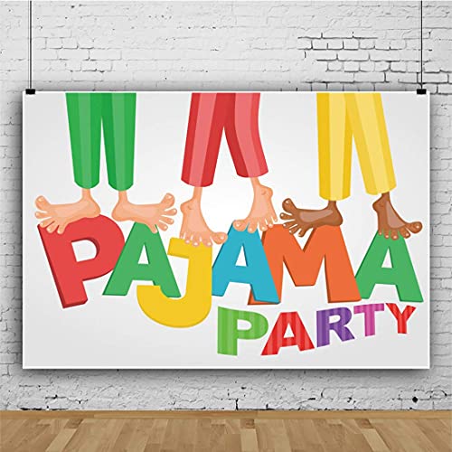 Yongfoto 8X6.5Ft Pajama Party Backdrop Slumber Party Photography Background Children Sleepover Pillow Fight Birthday Party Interior Decor Kids Baby Infant Portrait Photo Shoot Studio Props Wallpaper #TOP3