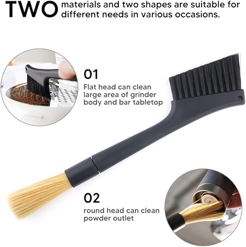 Juego de cepillos de arco de doble punta de 2.008 in, ideal para limpieza de máquinas de café y café expreso, herramientas de barista