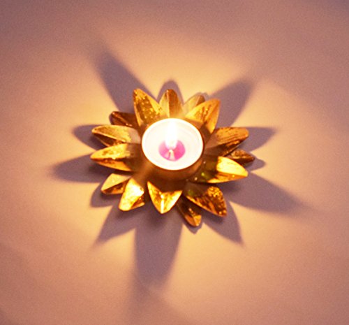 Craftsman 2Pc Designer Metal Diya In Lotus Shape With Golden Foil Paint Work. Diwali Candle Tea Light Holder Stand Dia Oil Lamp Outdoor Indoor Decoration Table Diya Housewarming Return Gift Items #TOP3