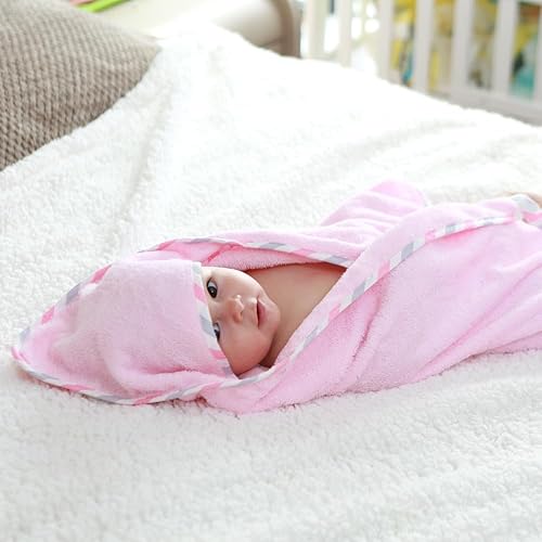 Miniatura 7 de Topwon Delantal Toalla de baño para bebé paño polar con guante de baño Super absorción de agua (gris)