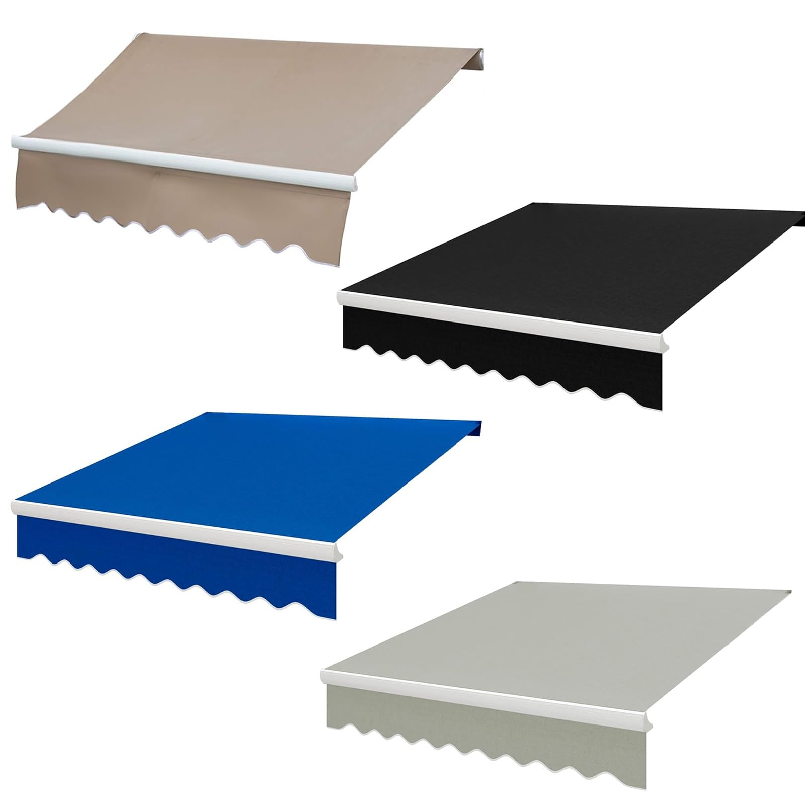 XBTGS Tenda da giardino retrattile con tettoia in poliestere, ricambio per copertura della finestra, parasole manuale per uso esterno, 6,1 x 4 m, blu, 5 x 2 m, grigio (16 x 6,5 piedi), 5 x 2 m, grigio