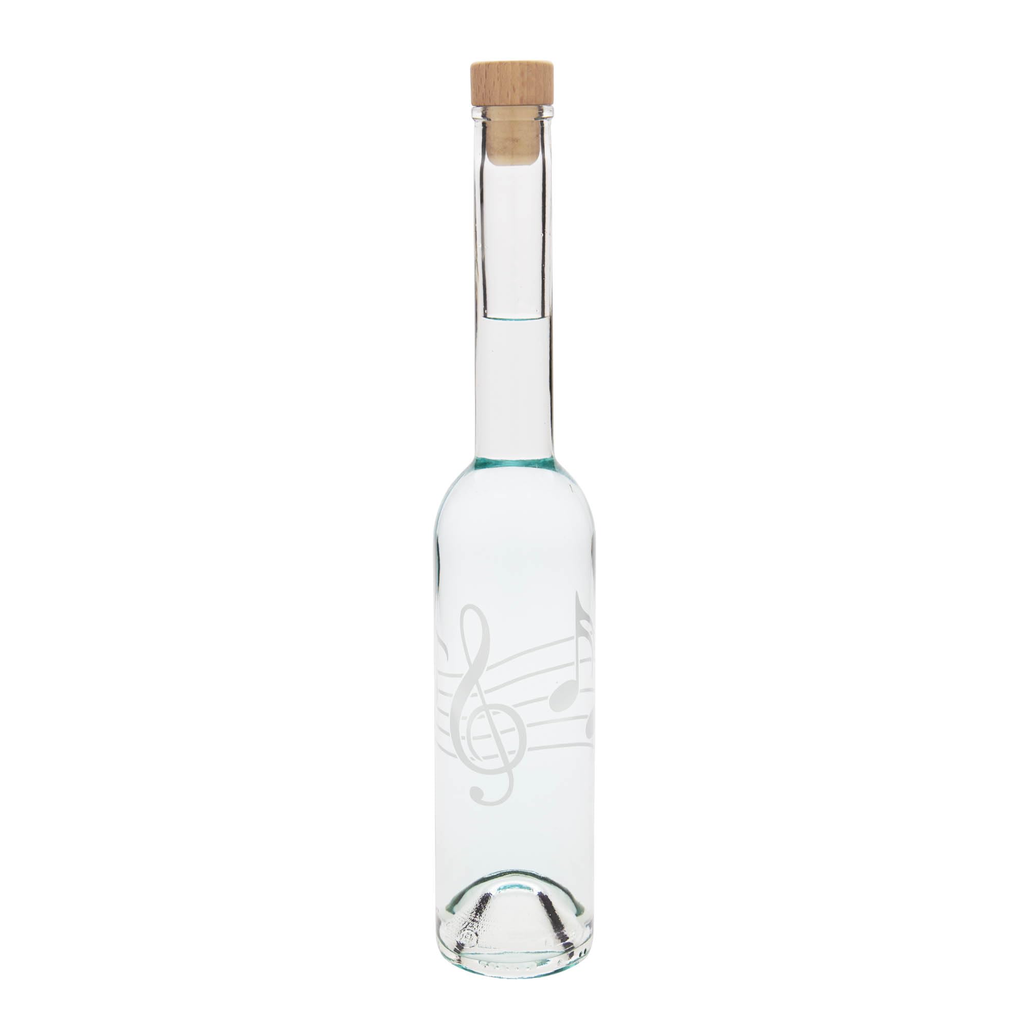 12er Set Glasflasche Opera 350 ml mit Holzgriffkorken Musiknoten Motiv für Liköre Spirituosen Öle Essige Manufakturen Gastronomie