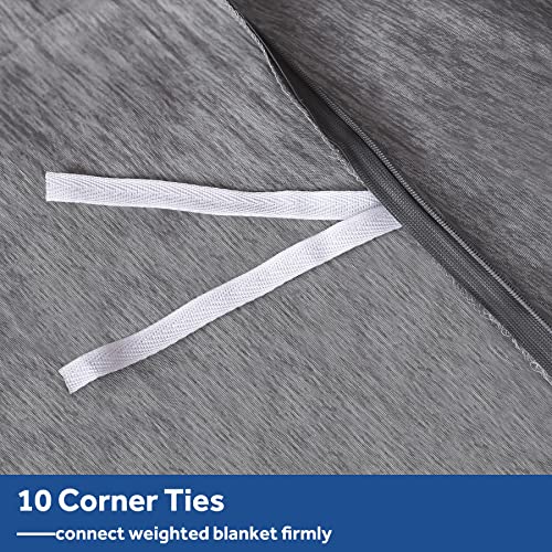 Silkyrest Weighted Blanket Cover 60"X80" Queen Size With 10 Ties Double-Sided Cooling Removable Duvet Cover For Weighted Blankets Soft Breathable And Comfort Machine Washable (Just Cover), Grey #TOP3