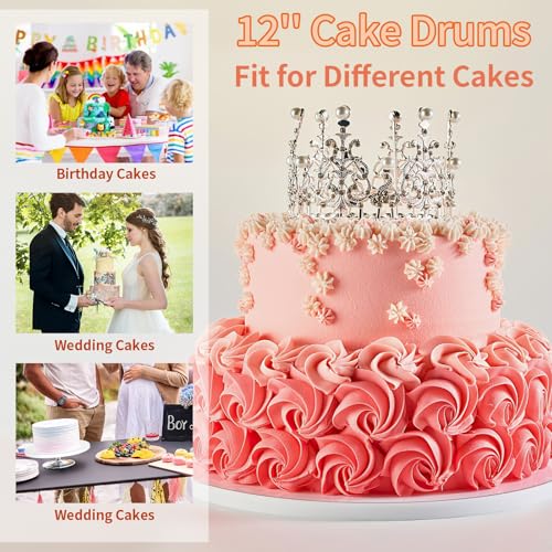 Cake Boards 12 Inch Round - Sturdy 1/2 Inch Cake Drum, 12 Inch Cake Boards,Corrugated Cake Base Cake Drums for Multi-Layer Cakes, White, 2 Pcs