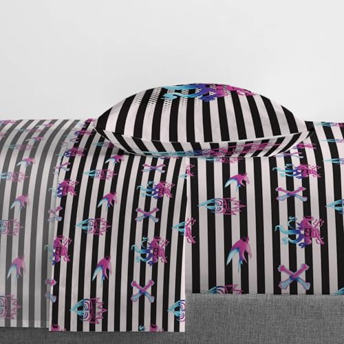Image of Jay Franco Kids Sheet Set with Fitted, Flat Sheets & Pillow Cover - Ultra-Soft Bedding with Pillowcase for Room Decor, Multi Color - Descendants, 3 Piece Twin