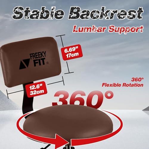 Image of Shop Stool with Backrest, Mechanic Garage Stool for Workshop, Adjustable Shop Stools Chair, Padded Workbench Stools for Men Women, 300 LBS Capacity, 360 Swivel PVC Seat, Heavy Duty, Brown