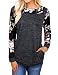 Faddare Tunic Sweatshirts, Long Raglan Shirt Grey Womens Cowl Neck Sweater,Black 2XL