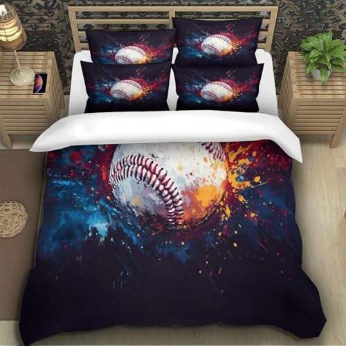 Parure de lit baseball 135x200 drap housse microfibre