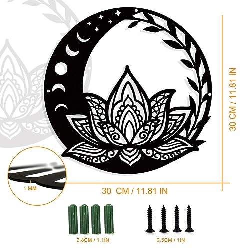 NBEADS Moon Phase Lotus Metal Wall Art Decor - Image 2