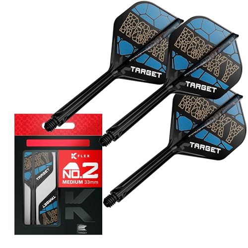Target Darts Josh Rock K Flex Flights and Shaft System, No.2 | Pack of 3 Kflex All in One Flights, Player Edition Darts Accessories | K-Flex Dart Stem Medium (33mm)