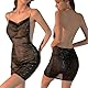 GKLWEJ Sexy Kleid Damen für Sex, Dessous Transparent, Glänzendes Neckholder Rückenfreies Minikleid mit G-String, Enges Unterwäsche Cosplay Erotische Kleider