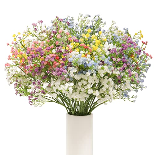 DEEMEI 15 PCS Babys Breath Artificial Flowers Fake Babys Breath Flowers Artificial Bulk Gypsophila Bouquets Real Touch Faux Flowers for Wedding Floral Arrangement Party Home Decoration