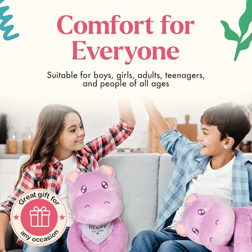 Image of Lilly's Love Weighted Stuffed Animal, 5lb | Sensory Weighted Plush for Kids and Adults | Machine Washable Plushies w /Removable Inner | Calming Weighted Stuffed Animals for Anxiety, Henry The Hippo