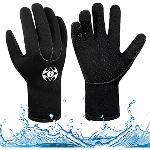 SOSPIRO 3mm Neoprene Wetsuit Gloves for Men Women Teens, Anti Slip Diving Gloves Open Water Swimming Sailing Gloves for Boating Surfing Water Sports Spearfishing Snorkeling Scuba(M) Cover