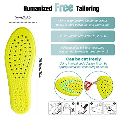 Wllhyf 1 Pair Memory Foam Shoe Insoles, Prevent Foot Odor Shock Absorption Inserts Sports Insoles Soft Comfortable Replacement Insoles For Men Women Relieve Foot Pain W: Us 5-8 I M: Us 6-7.5 #TOP1