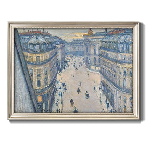 Renditions Gallery Abstract Wall Art Prints Rue Halévy, vue d’un sixième étage, View from the Sixth Floor Painting Canvas Art by Gustave Caillebotte for Bedroom Dining Living Room Office Home Kitchen Decor - 29X41 - Silver Framed - LT499