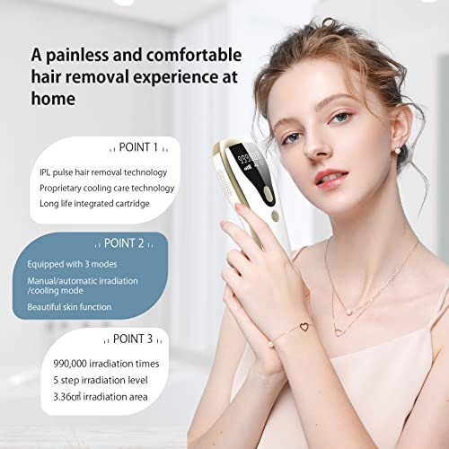 Laser Hair Removal With Cooling System,999,999 Flashes Painless Ipl Hair Remover, Hair Removal Device For Armpits Legs Arms Bikini Line #TOP2