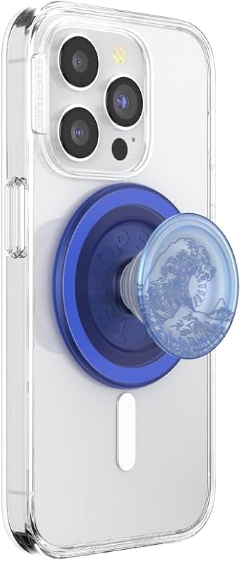Phone Grip for MagSafe, Magnetic Holder- Translucent Ocean | Removable, For Kindle / Android / iPhone, With Magnet, Blue, Men, Boys