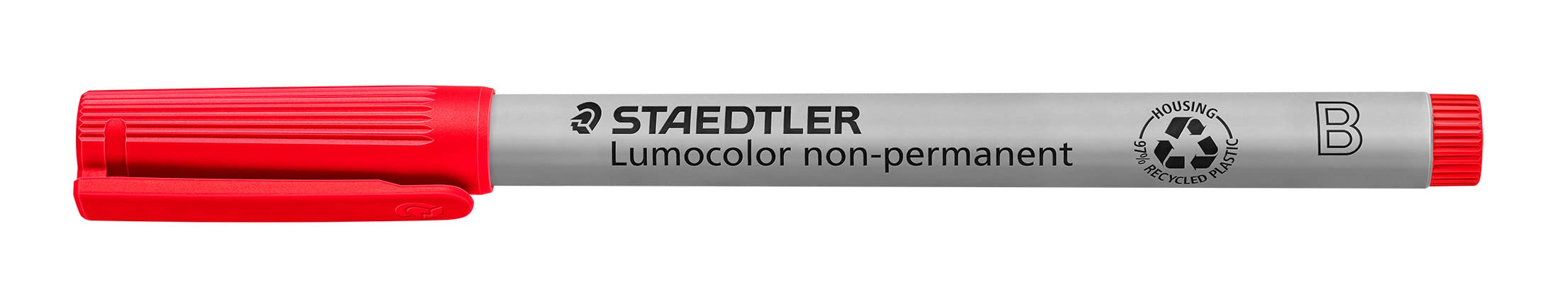 Staedtler Lumograph Non-Permanent Wet Erase Marker Pen, Broad Tip, Low Odor Colored Markers, Red, 312 -2