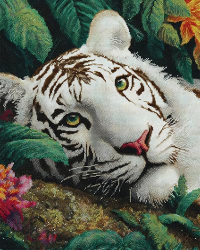 Kit de point de croix de perles tigre blanc fantastique AYAOYANGGO 60x80cm
