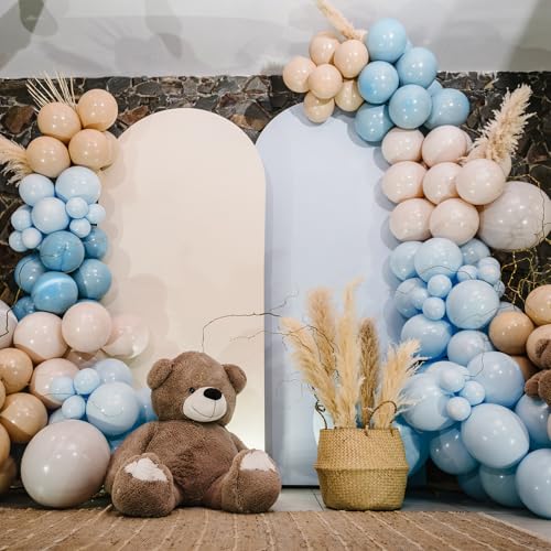 Image of RUBFAC 135pcs Light Baby Blue Balloons Different Sizes 18 12 10 5 Inch for Garland Arch, Latex Pastel Blue Balloon for Baby Shower Gender Reveal Birthday Party Wedding Decorations