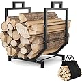 Kcysta Firewood Rack Outdoor Indoor with Firewood Carrier, Metal Wood Rack Heavy Duty Firewood Holder, Sturdy Fireplace Log Holder Fire Wood Storage Racks