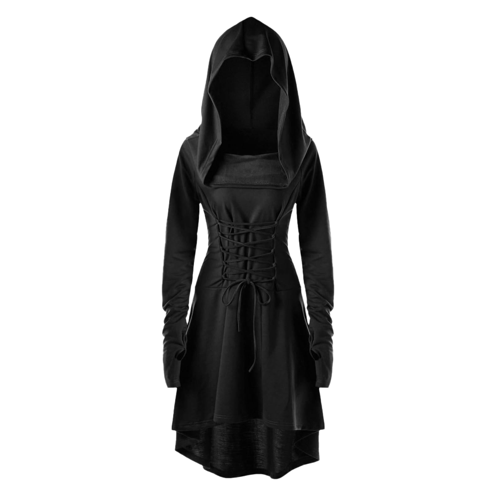 QEKFDOV Renaissance Kostüm Damen,Mittelalterliches Kostüm Kleid,Gothic Kapuzenkleid Set,Halloween Retro Cosplay(D, M)