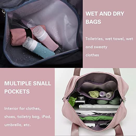 Image of Large Capacity Folding Travel Bag, Travel Lightweight Waterproof Carry on Luggage Bags with Fixed Strap, Dry and Wet Separation Foldable Travel Duffel Bag(Multicolor)